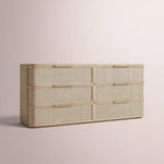 Trevia 6-Drawer Dresser — GREIGE OAK / CANE