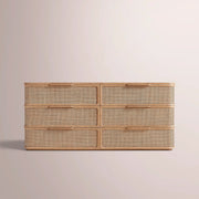 Trevia 6-Drawer Dresser — NATURAL OAK / CANE