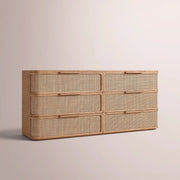 Trevia 6-Drawer Dresser — NATURAL OAK / CANE