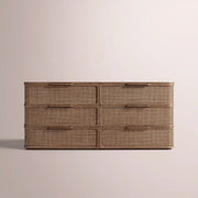 Trevia 6-Drawer Dresser — BROWN OAK / CANE