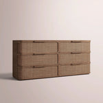 Trevia 6-Drawer Dresser — BROWN OAK / CANE