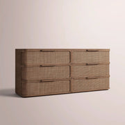 Trevia 6-Drawer Dresser — BROWN OAK / CANE