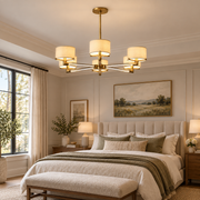 Trumere Round Linen Shade Chandelier 36