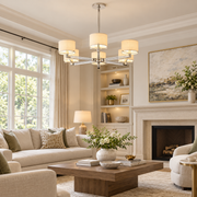 Trumere Round Linen Shade Chandelier 36