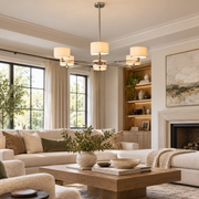 Trumere Round Linen Shade Chandelier 48
