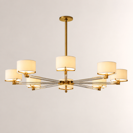 Trumere Round Linen Shade Chandelier 60