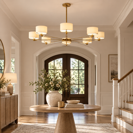 Trumere Round Linen Shade Chandelier 60