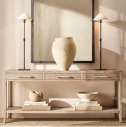 Utiva Glass and Linen Table Lamp