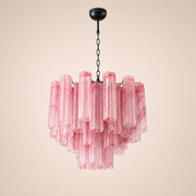 Venetian Handblown Tube Glass Chandelier 25.6