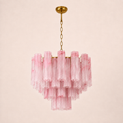 Venetian Handblown Tube Glass Chandelier 25.6