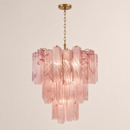 Venetian Handblown Tube Glass Chandelier 25.6