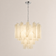 Venetian Handblown Tube Glass Chandelier 25.6
