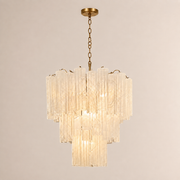 Venetian Handblown Tube Glass Chandelier 25.6