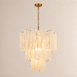 Venetian Handblown Tube Glass Chandelier 25.6