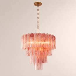Venetian Handblown Tube Glass Chandelier 33.4