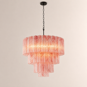 Venetian Handblown Tube Glass Chandelier 33.4