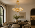 Vera 4-Light Leaf Crystal Gold Chandelier 24”D 32“D