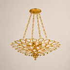 Vera 4-Light Leaf Crystal Gold Chandelier 24”D 32“D