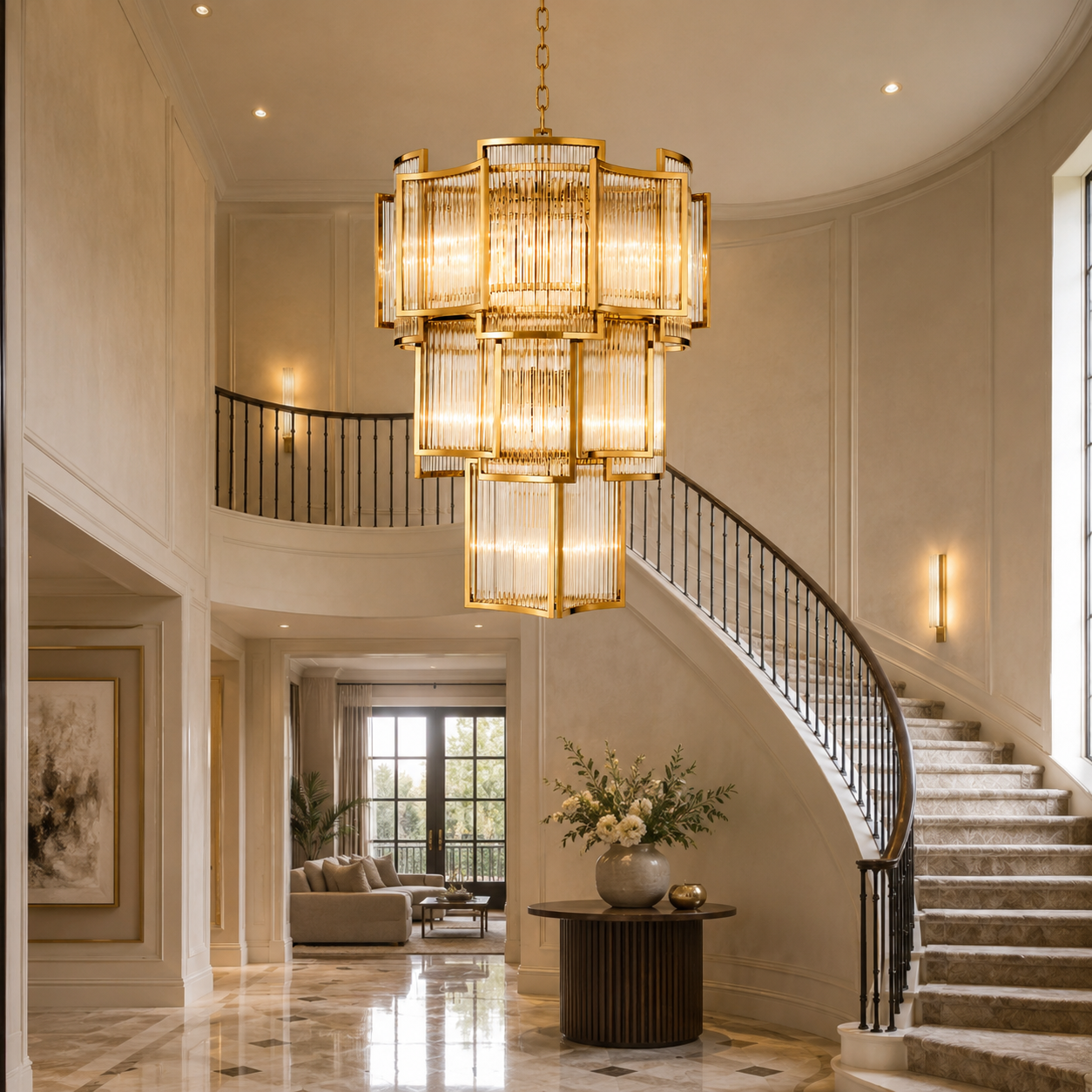 Vero Art Deco Glass Chandelier 23"W