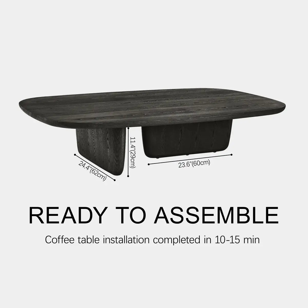 Dune Sculptural Solid Wood Coffee Table For Living Room