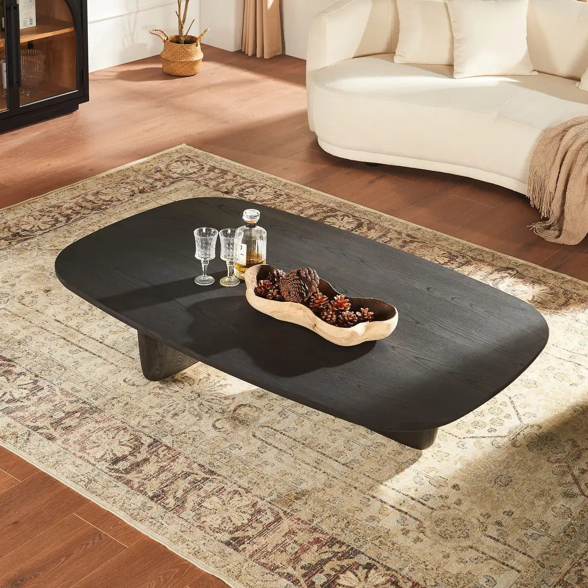 Dune Sculptural Solid Wood Coffee Table For Living Room