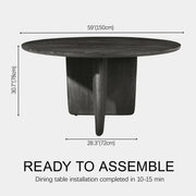Dune Sculptural Solid Wood Round Dining Table For Dining Room