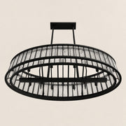 Waverique Clear Glass Rod Oval Chandelier 52