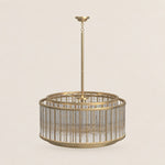 Waverique Clear Glass Rod Drum Chandelier 31