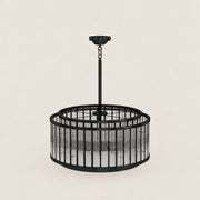 Waverique Clear Glass Rod Drum Chandelier 31