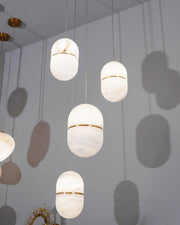 Alabaster Capsule Shaped Oval Pendant Lamp — image 8