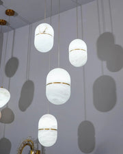Alabaster Capsule Shaped Oval Pendant Lamp — image 9