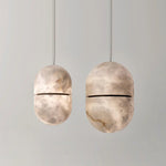 Alabaster Capsule Shaped Oval Pendant Lamp — image 39