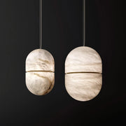 Alabaster Capsule Shaped Oval Pendant Lamp — image 35