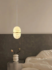 Alabaster Capsule Shaped Oval Pendant Lamp — image 19