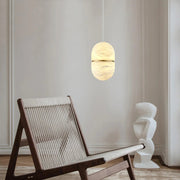 Alabaster Capsule Shaped Oval Pendant Lamp — image 3
