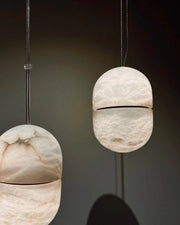 Alabaster Capsule Shaped Oval Pendant Lamp — image 26