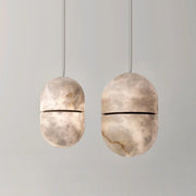 Alabaster Capsule Shaped Oval Pendant Lamp — image 30