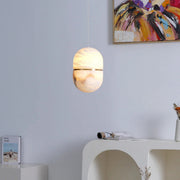 Alabaster Capsule Shaped Oval Pendant Lamp — image 6