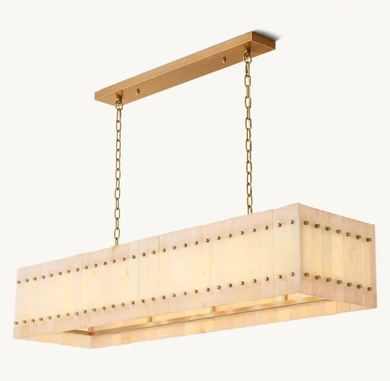 Zora Linear Slat Alabaster Chandelier 72"W