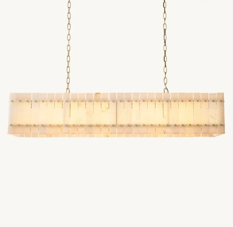 Zora Linear Slat Alabaster Chandelier 72"W