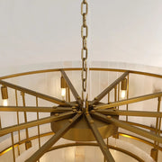 Zora Round Slat Alabaster 2 Tier Drum Chandelier 22”D
