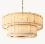 Zora Round Slat Alabaster 2 Tier Drum Chandelier 60”D