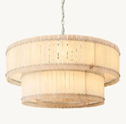 Zora Round Slat Alabaster 2 Tier Drum Chandelier 60”D