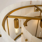Zora Round Slat Alabaster Drum Chandelier 22”D