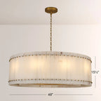 Zora Round Slat Alabaster Drum Chandelier 48”D