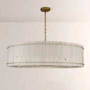 Zora Round Slat Alabaster Drum Chandelier 60”D