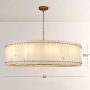 Zora Round Slat Alabaster Drum Chandelier 60”D