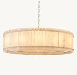 Zora Round Slat Alabaster Drum Chandelier 60”D