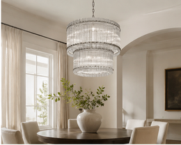 Zora Round Slat Glass 2 Tier Drum Chandelier 22”D