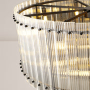Zora Round Slat Glass 2 Tier Drum Chandelier 37”D